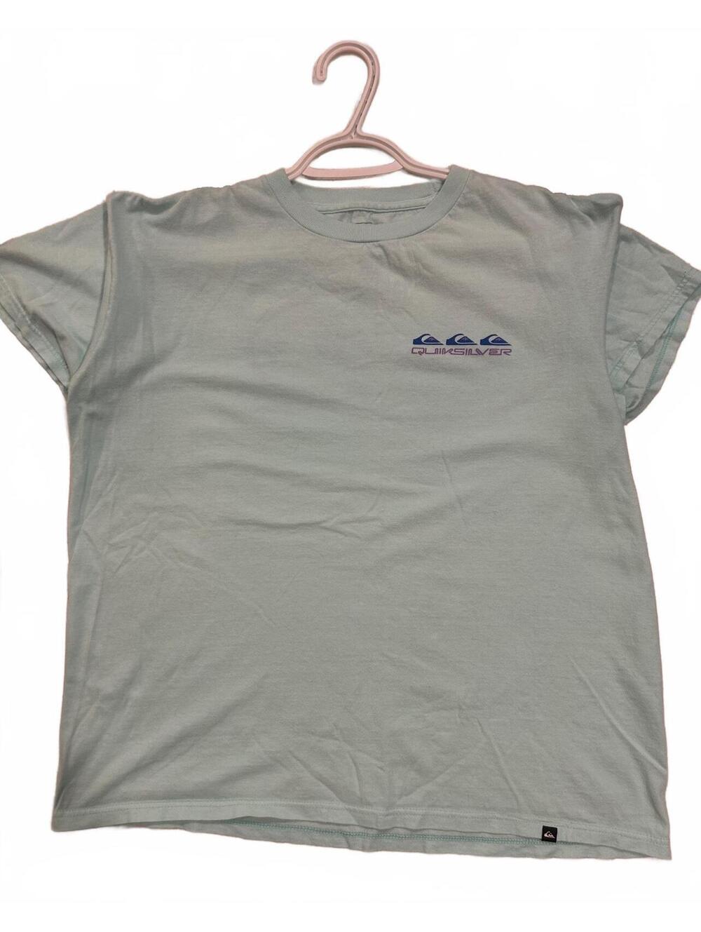 Quiksilver Mint Green Oval Logo Graphic T-Shirt Surf Skate Streetwear
